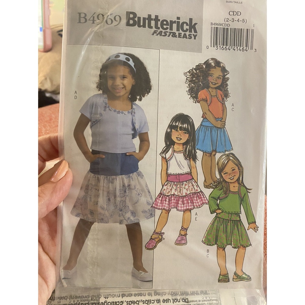 Butterick B4969 Girls Skirt and Shirt Sewing Pattern Size 6-8 Cut Complete
